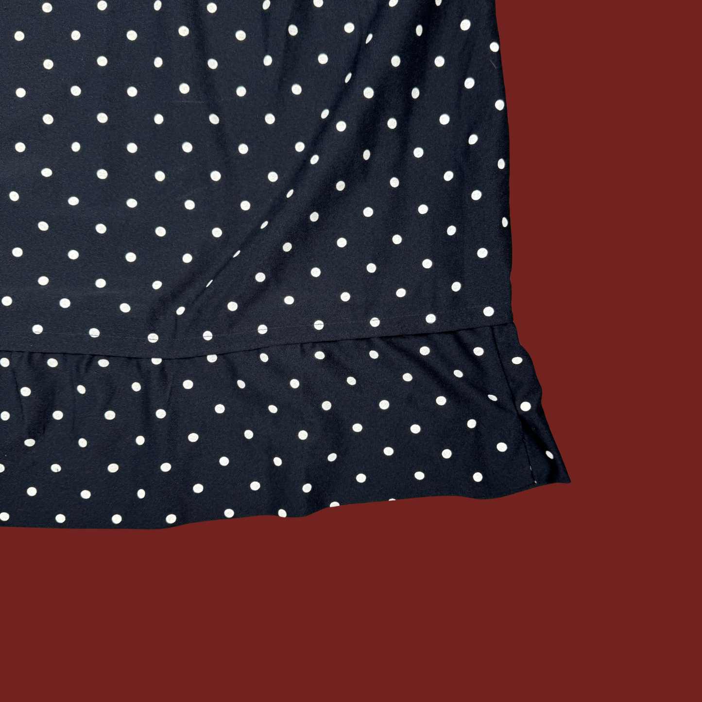 (XL) Custom Reworked Vintage Black/White Polka Dot Mini Dress