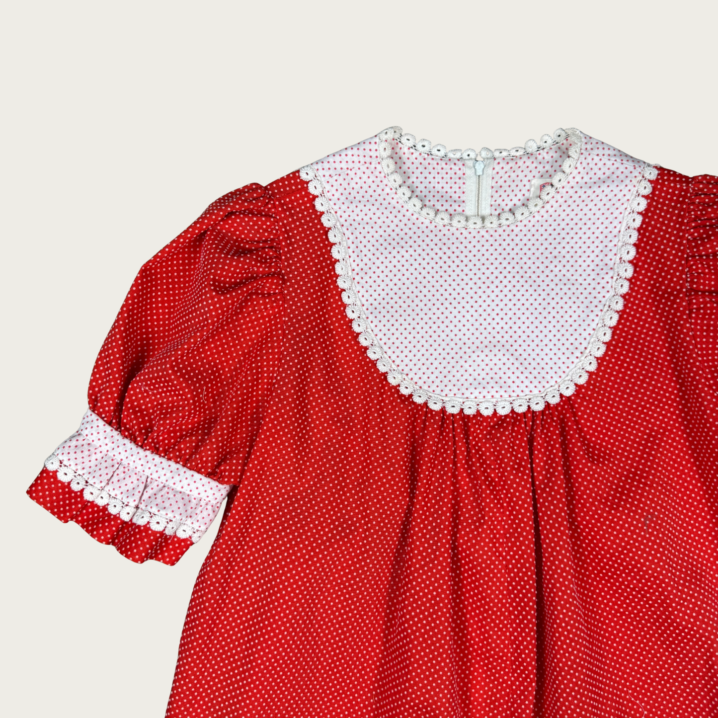 (S/M) Custom Reworked 60s/70s Red/White Polka Dot Mini Dress