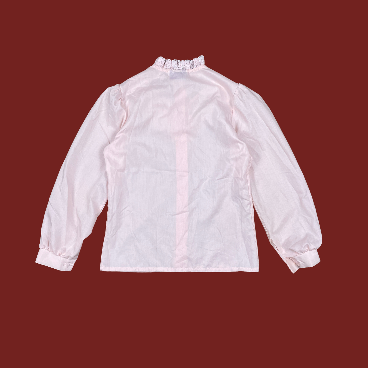(S) Baby Pink Lace Ruffle Blouse