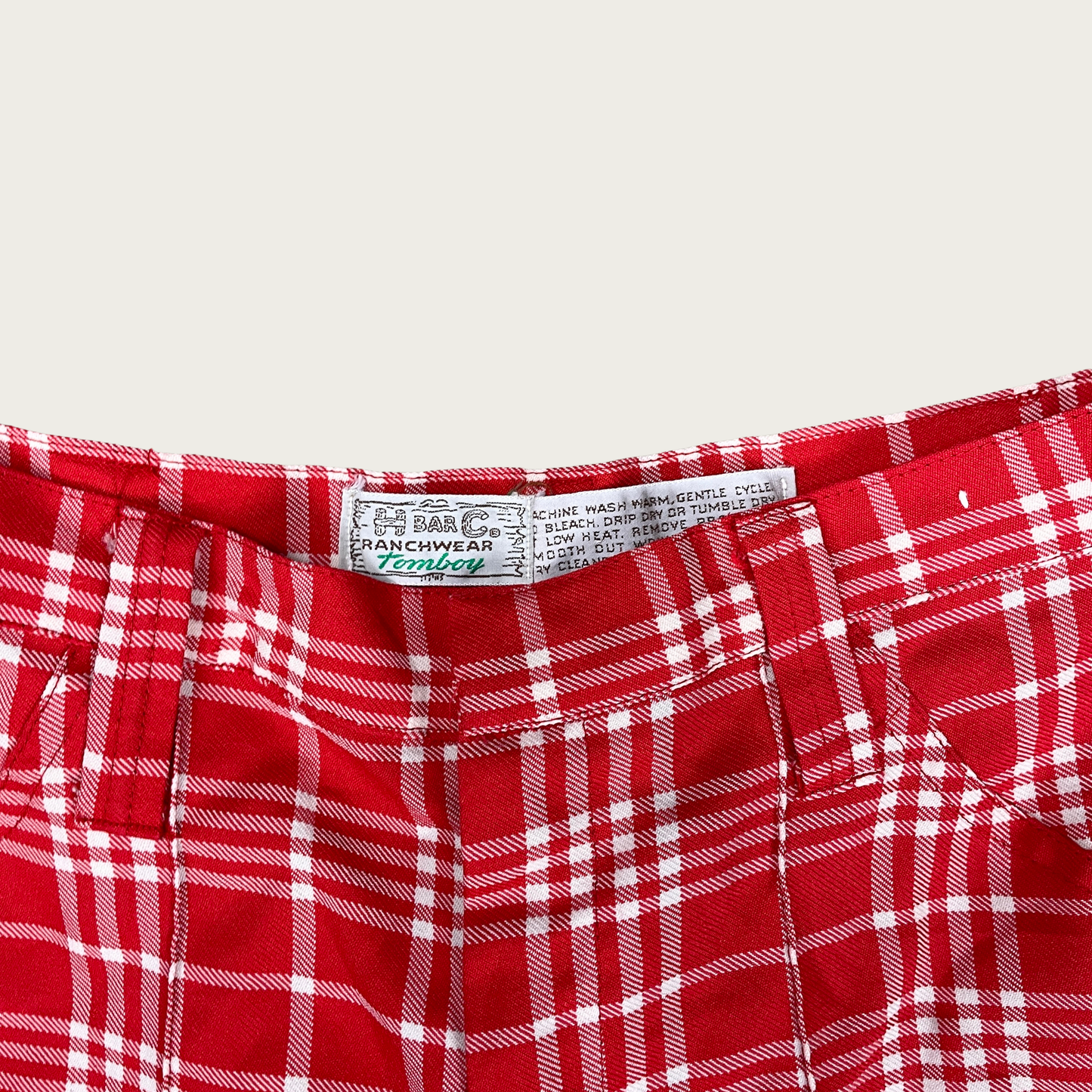 (28") 70s H Bar C Red Plaid Flares