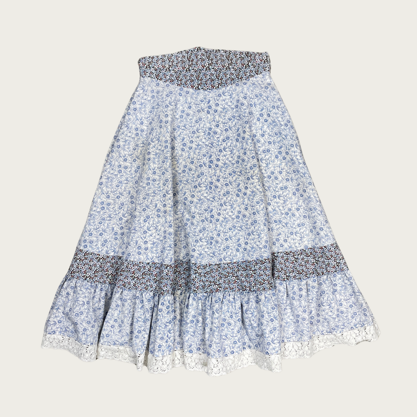 (24") Blue Floral Midi Skirt