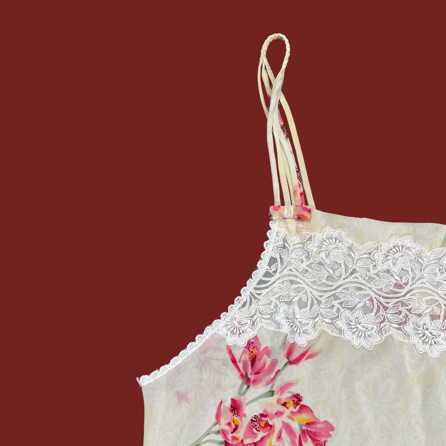 (M) Christian Dior Cream Floral Mini Slip Dress