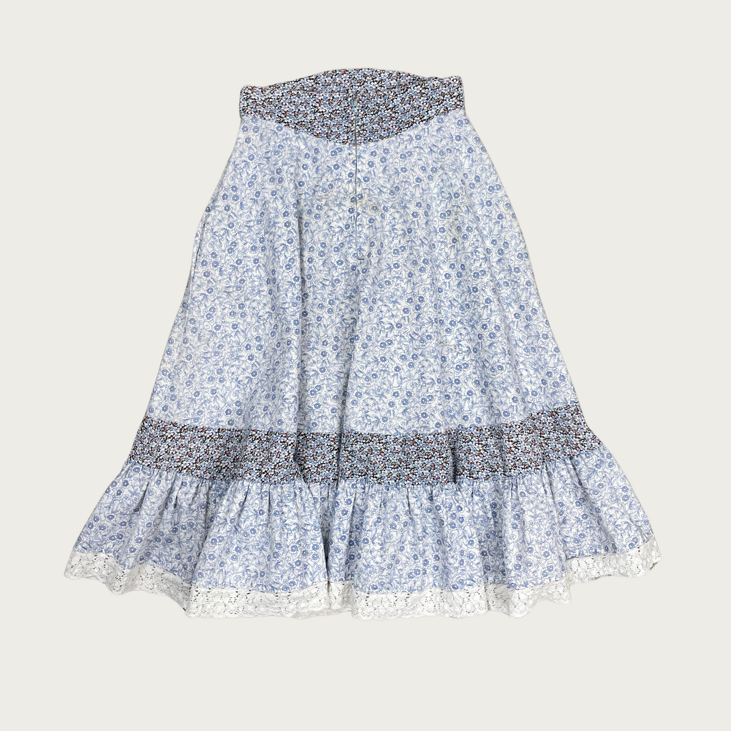 (24") Blue Floral Midi Skirt