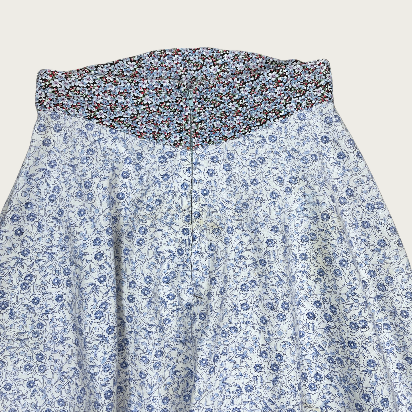 (24") Blue Floral Midi Skirt