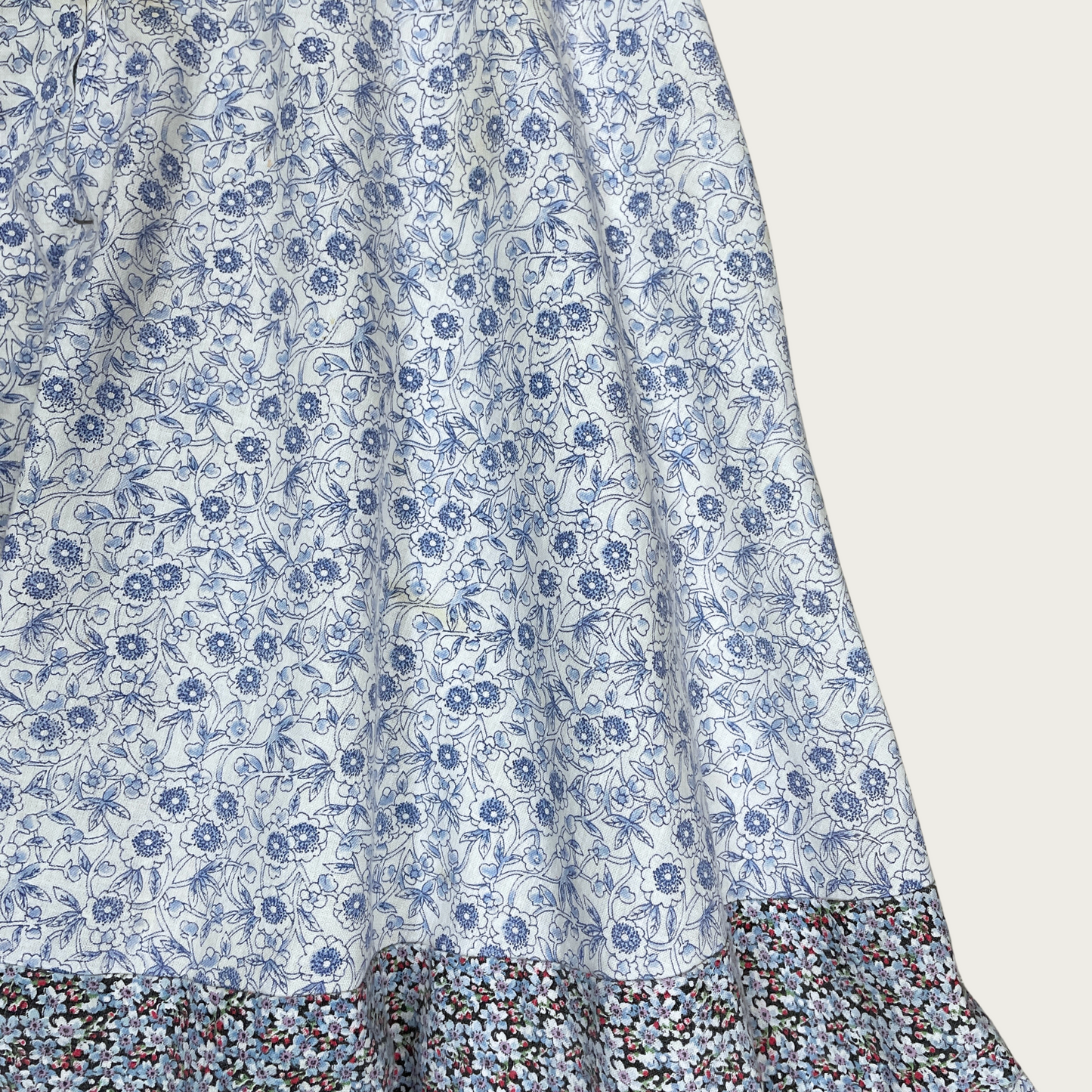 (24") Blue Floral Midi Skirt