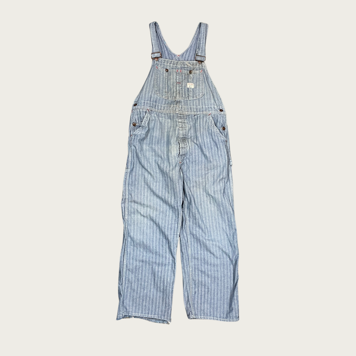 (39x28") Big Mac Pinstripe Denim Overalls