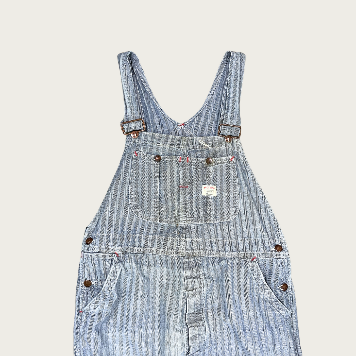 (39x28") Big Mac Pinstripe Denim Overalls