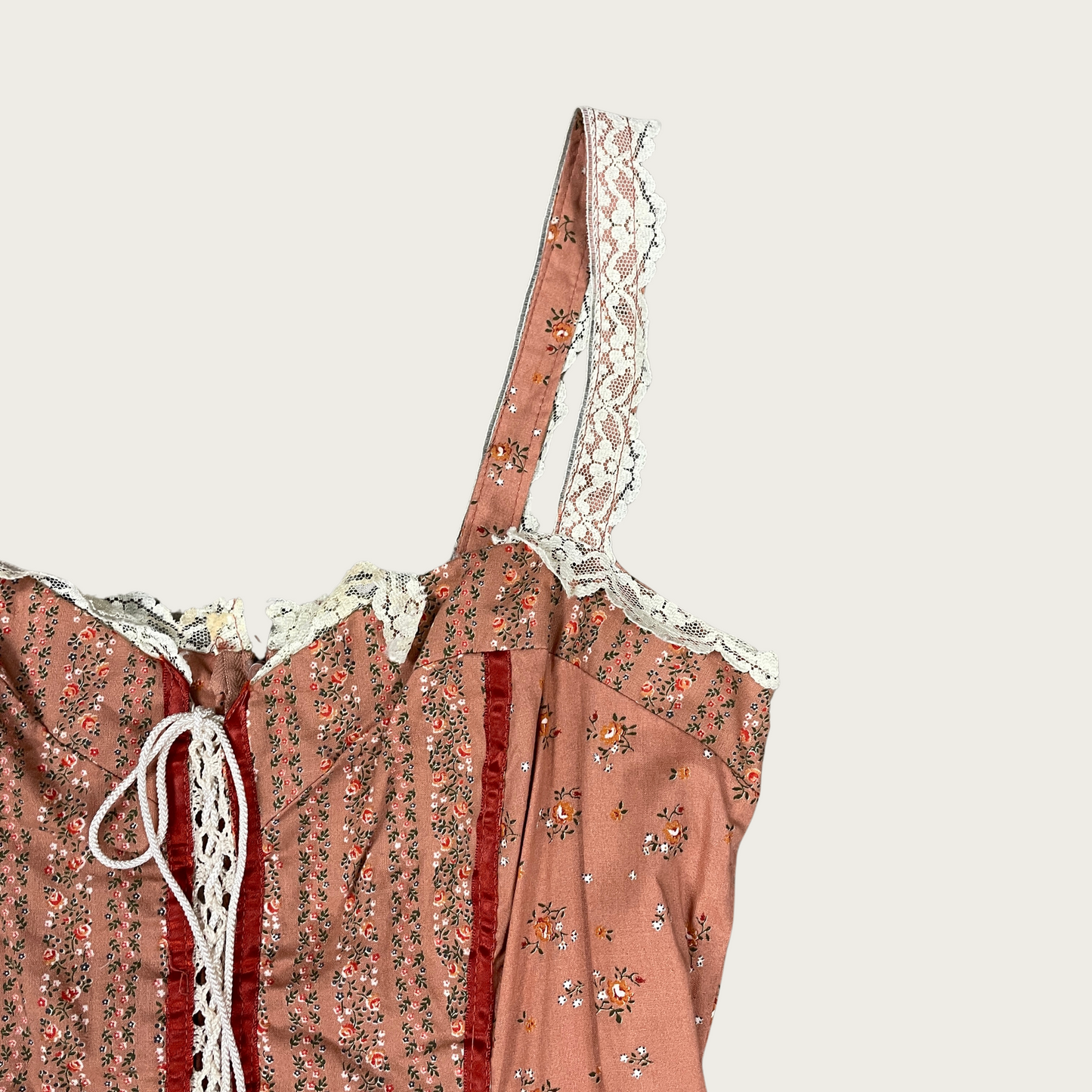 (S) 70s Gunne Sax Peach Peplum Maxi Dress
