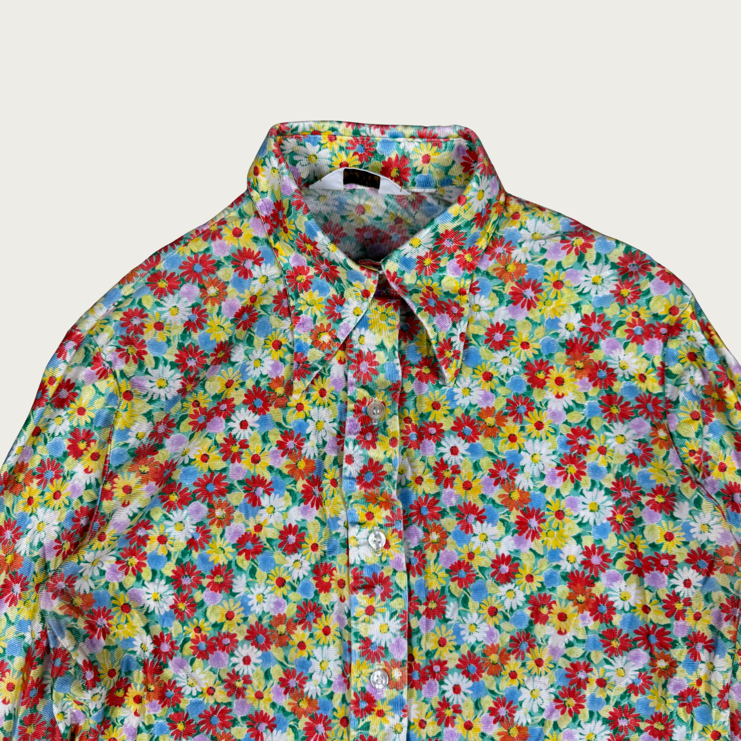 (M) 70s Multicolor Daisy Print Disco Shirt
