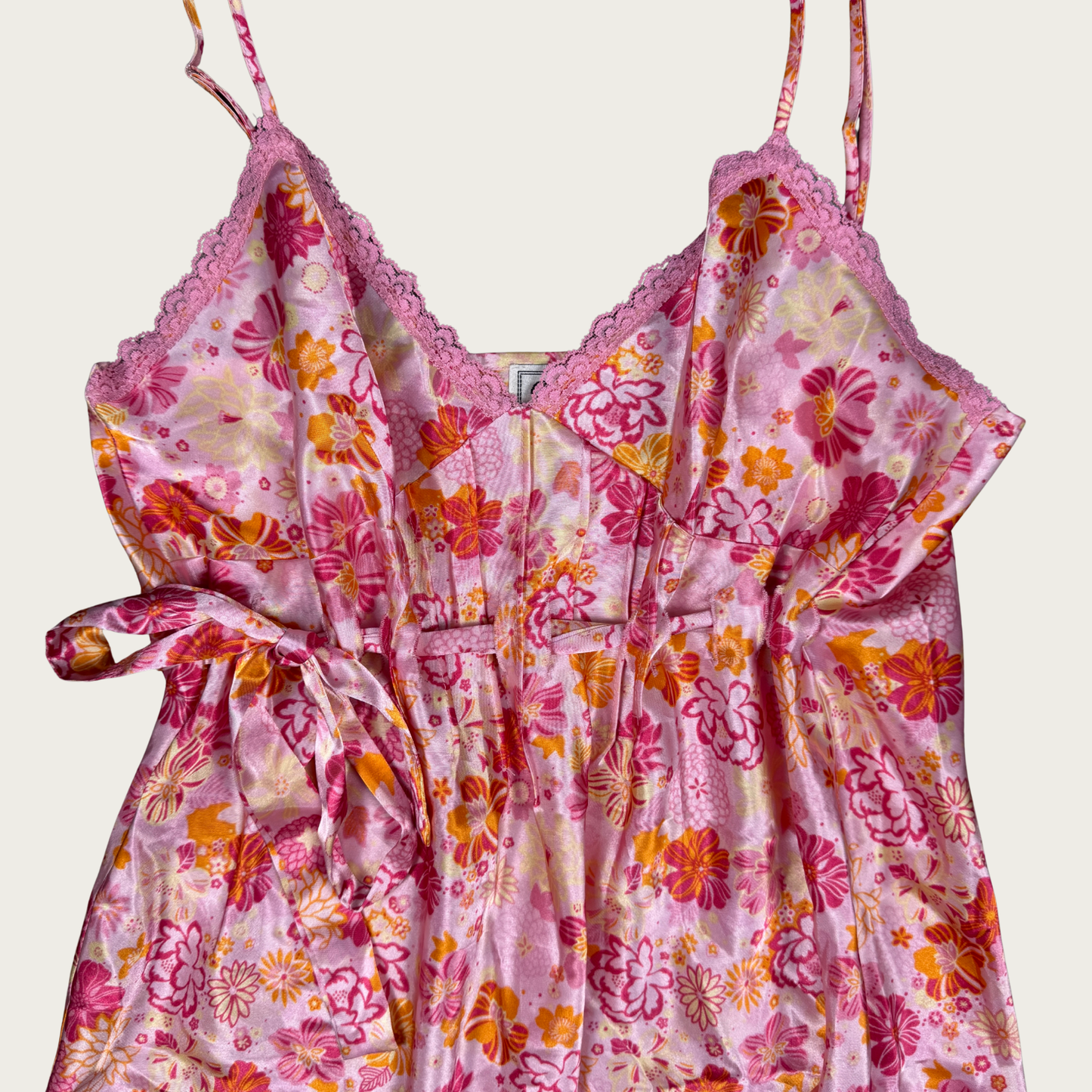 (S) Y2K Pink Floral Satin Cami