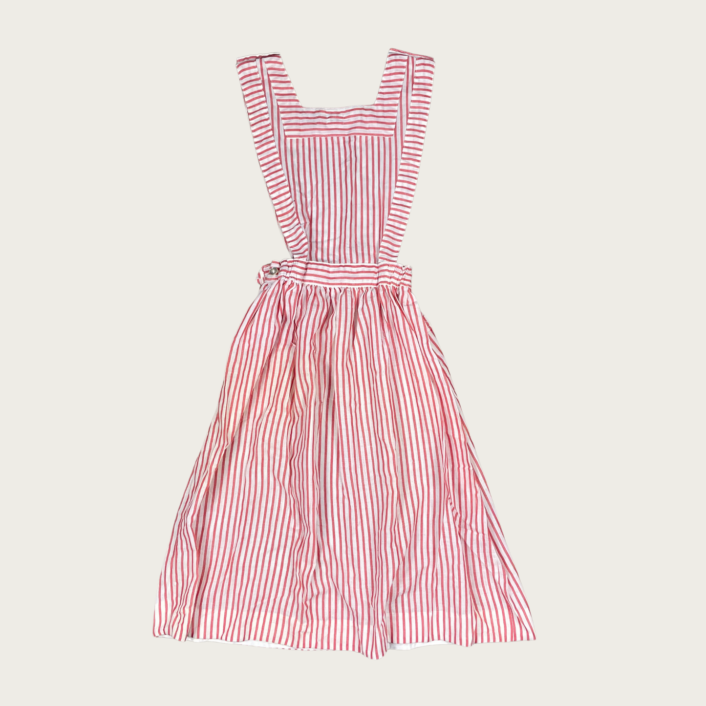 (XS/S) Red Pinstripe Pinafore Apron Dress