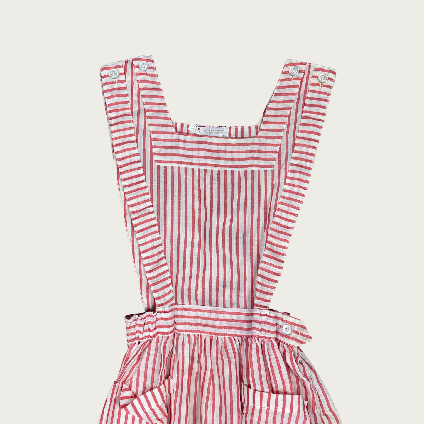 (XS/S) Red Pinstripe Pinafore Apron Dress