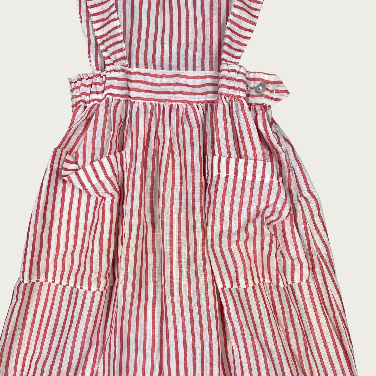 (XS/S) Red Pinstripe Pinafore Apron Dress