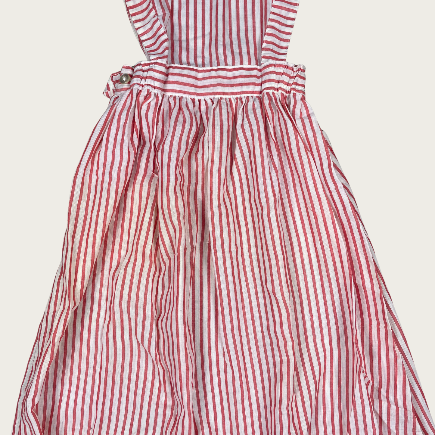 (XS/S) Red Pinstripe Pinafore Apron Dress