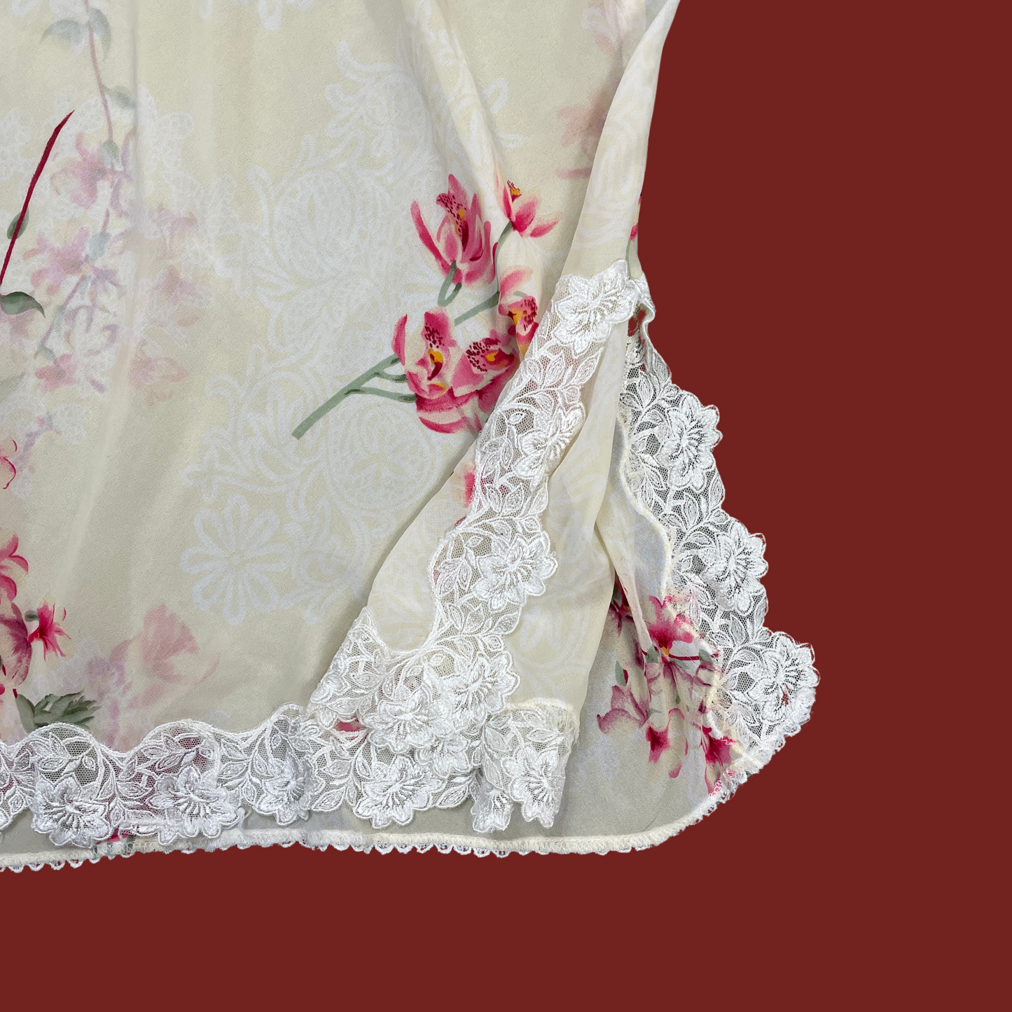 (M) Christian Dior Cream Floral Mini Slip Dress