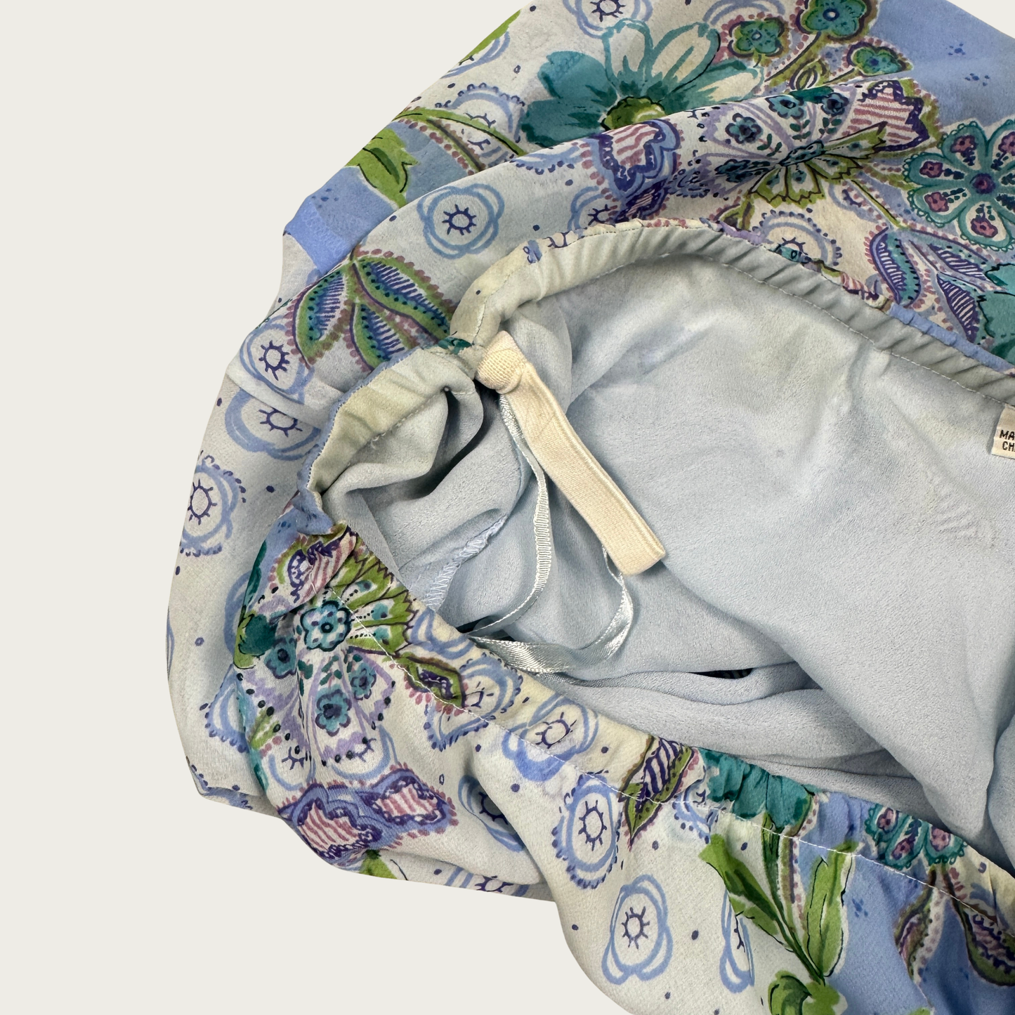 (S/M) Custom Reworked Vintage Blue Floral Print Mini Skirt