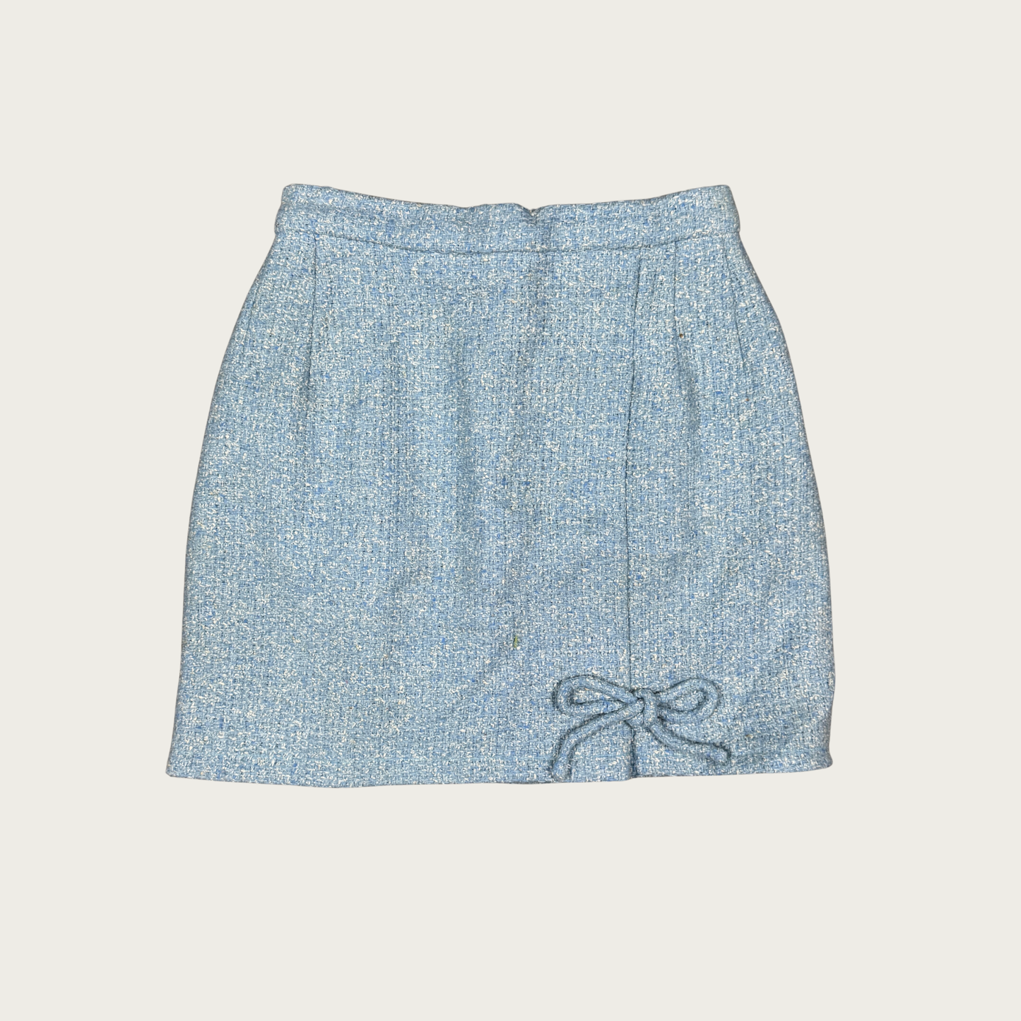 (23") Custom Reworked Vintage Blue Bow Mini Skirt