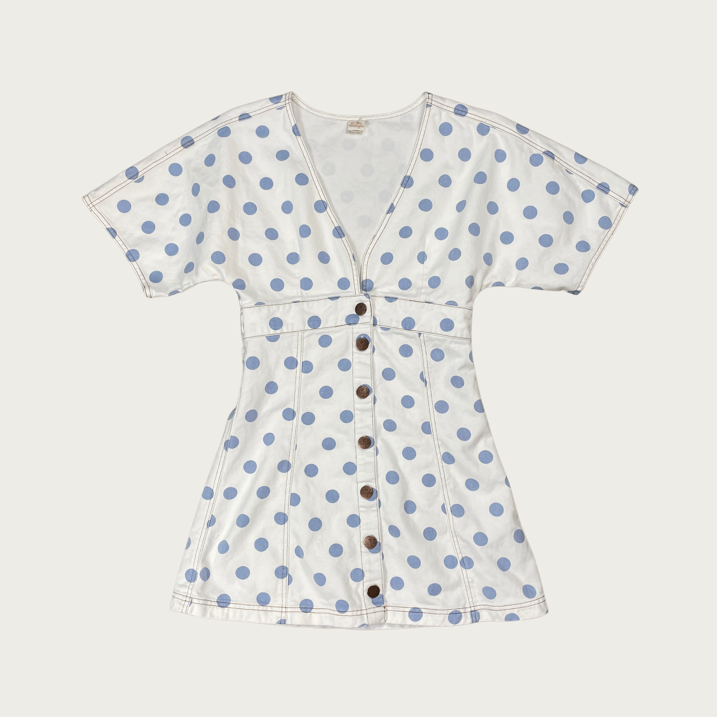 (M) Billabong x Wrangler Polka Dot Denim Button Up Mini Dress