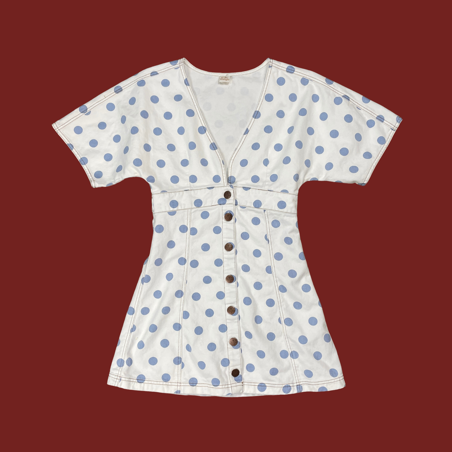 (M) Billabong x Wrangler Polka Dot Denim Button Up Mini Dress