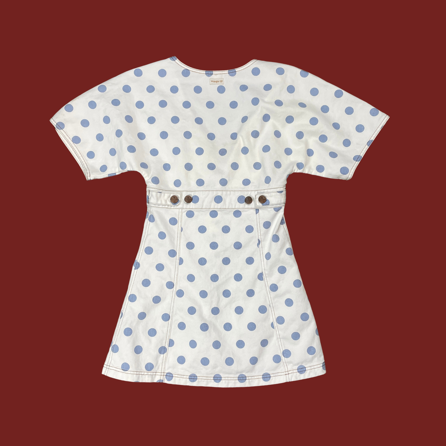 (M) Billabong x Wrangler Polka Dot Denim Button Up Mini Dress