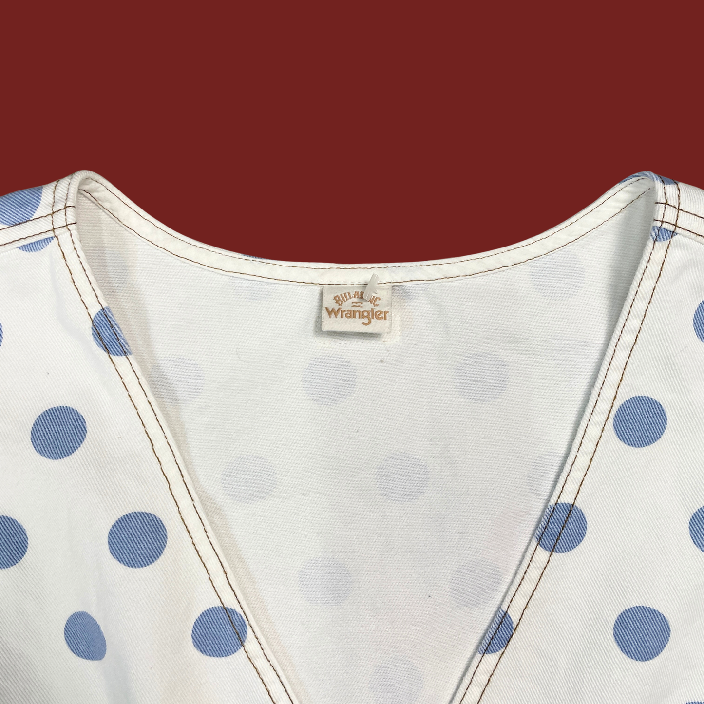 (M) Billabong x Wrangler Polka Dot Denim Button Up Mini Dress