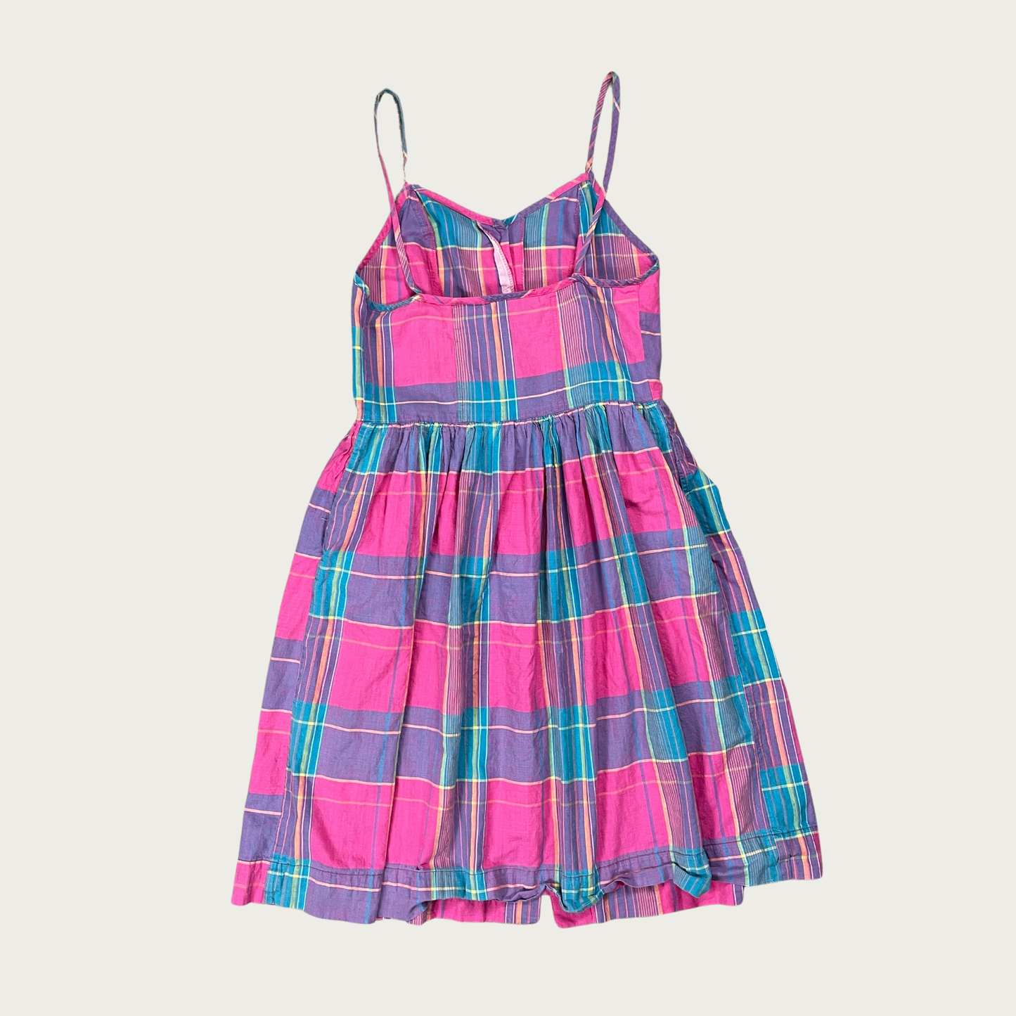 (M) Vintage Multicolor Plaid Button Front Midi Dress