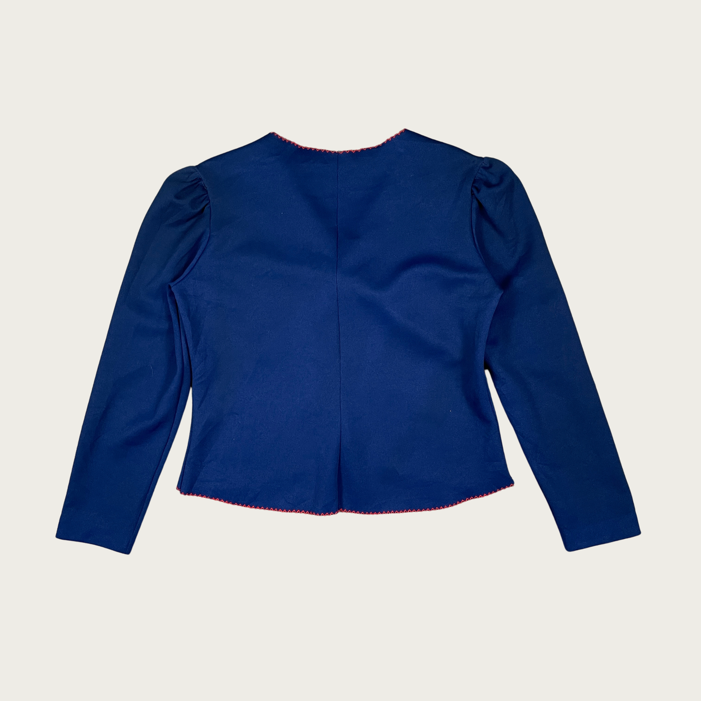 (M) 60s/70s Navy Blue Oversized Collar Contrast Stitch Top