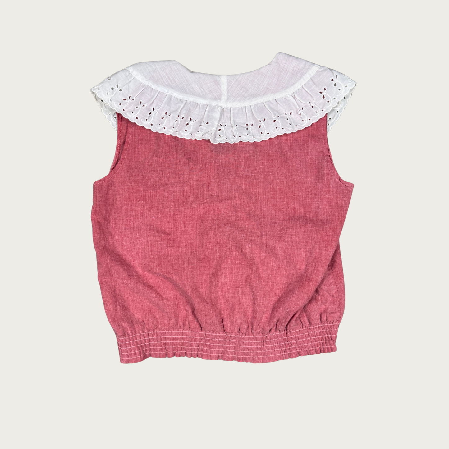 (M) 60s/70s Red Sailor Collar Sleeveless Blouse