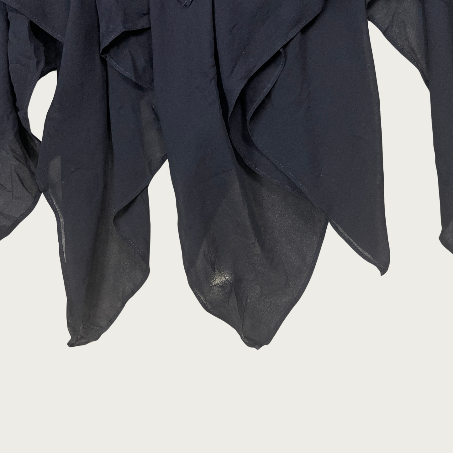 (S/M) Black Silk Handkerchief Hem Maxi Skirt