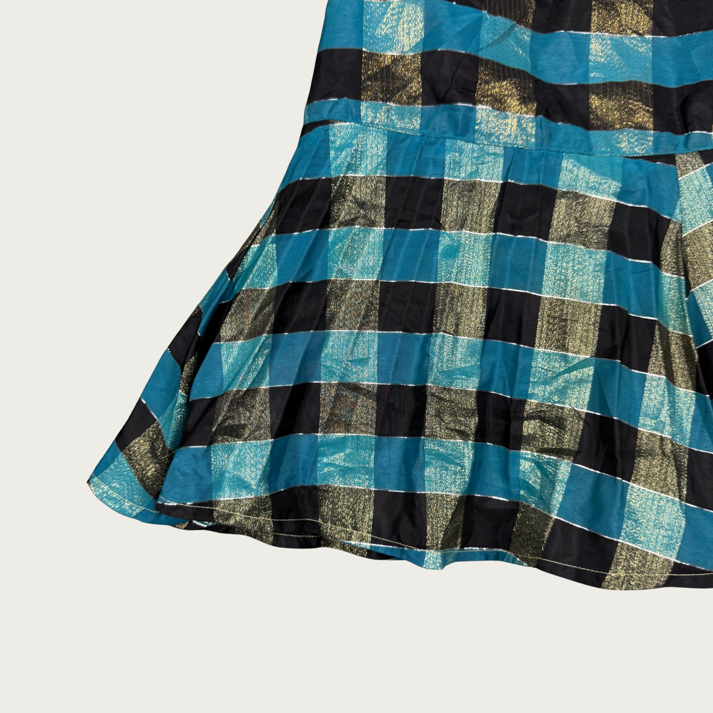 (XXS/XS) Custom Reworked Vintage Teal Plaid Mini Skirt