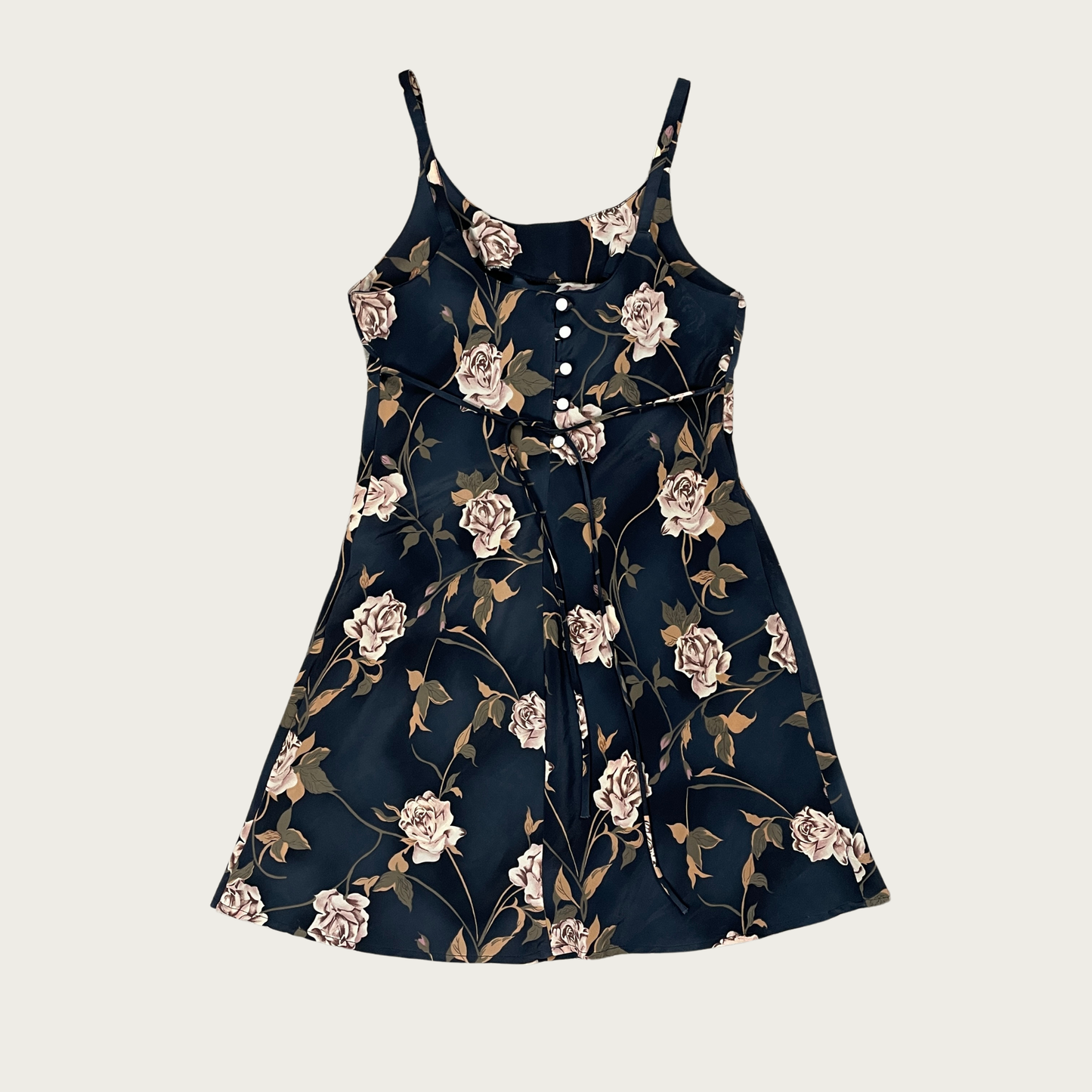 (S) 90s/Y2K Black Floral Mini Dress