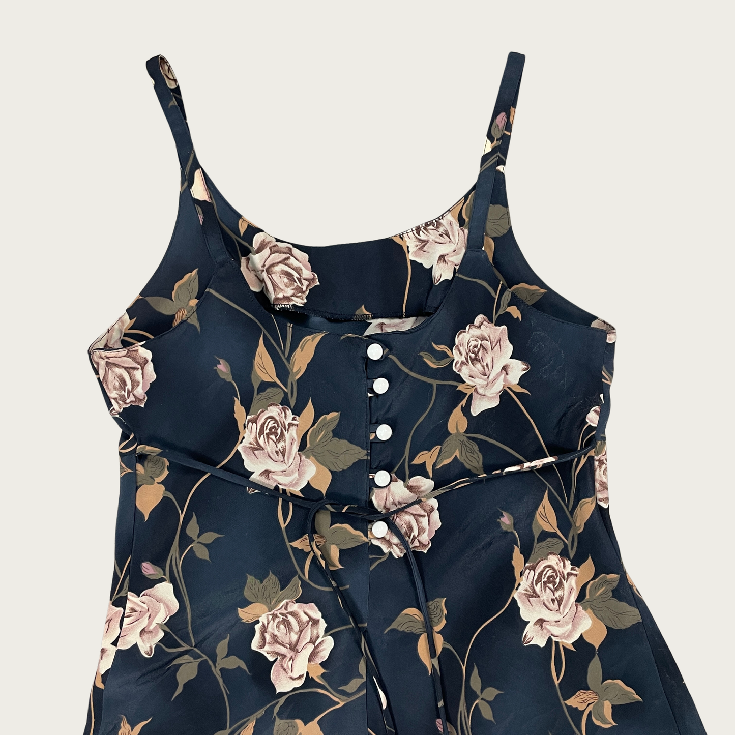 (S) 90s/Y2K Black Floral Mini Dress