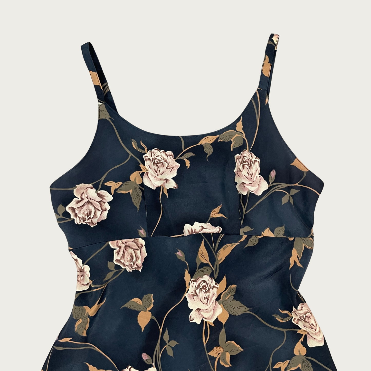 (S) 90s/Y2K Black Floral Mini Dress
