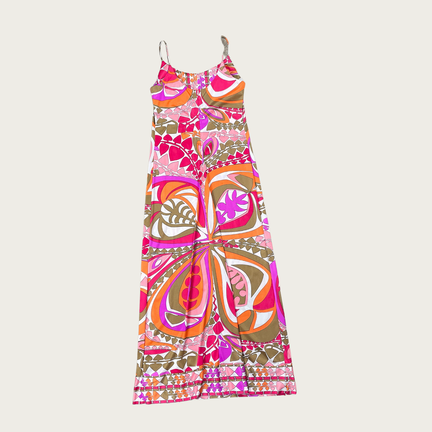 (S) 60s/70s Groovy Print Maxi Dress