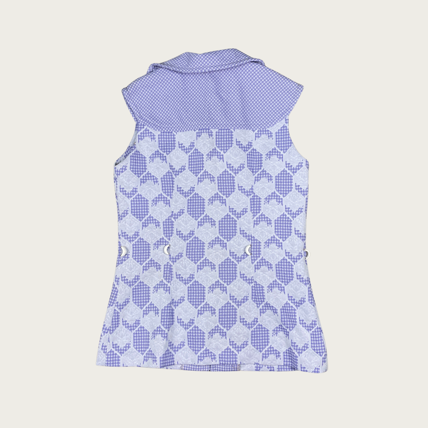 (M) 60s/70s Purple Gingham Patterned Mini Dress