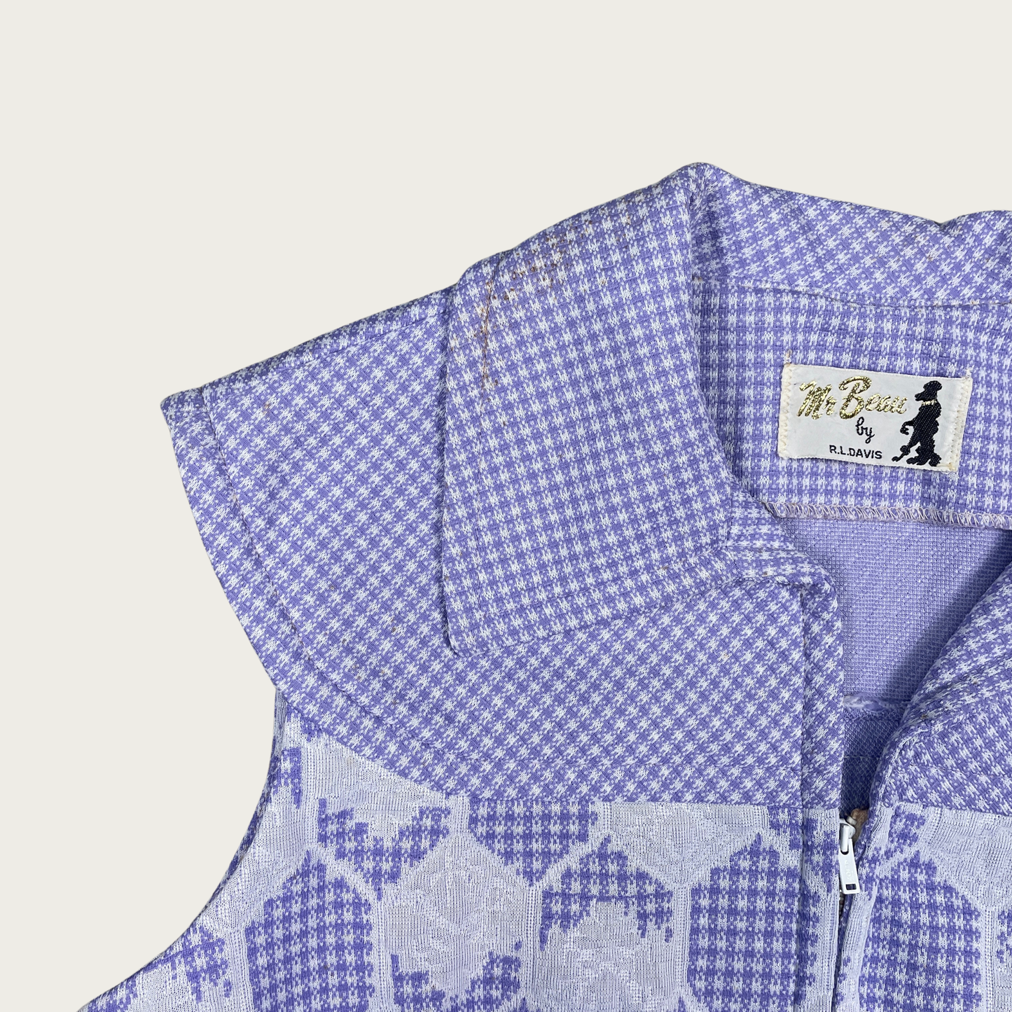 (M) 60s/70s Purple Gingham Patterned Mini Dress