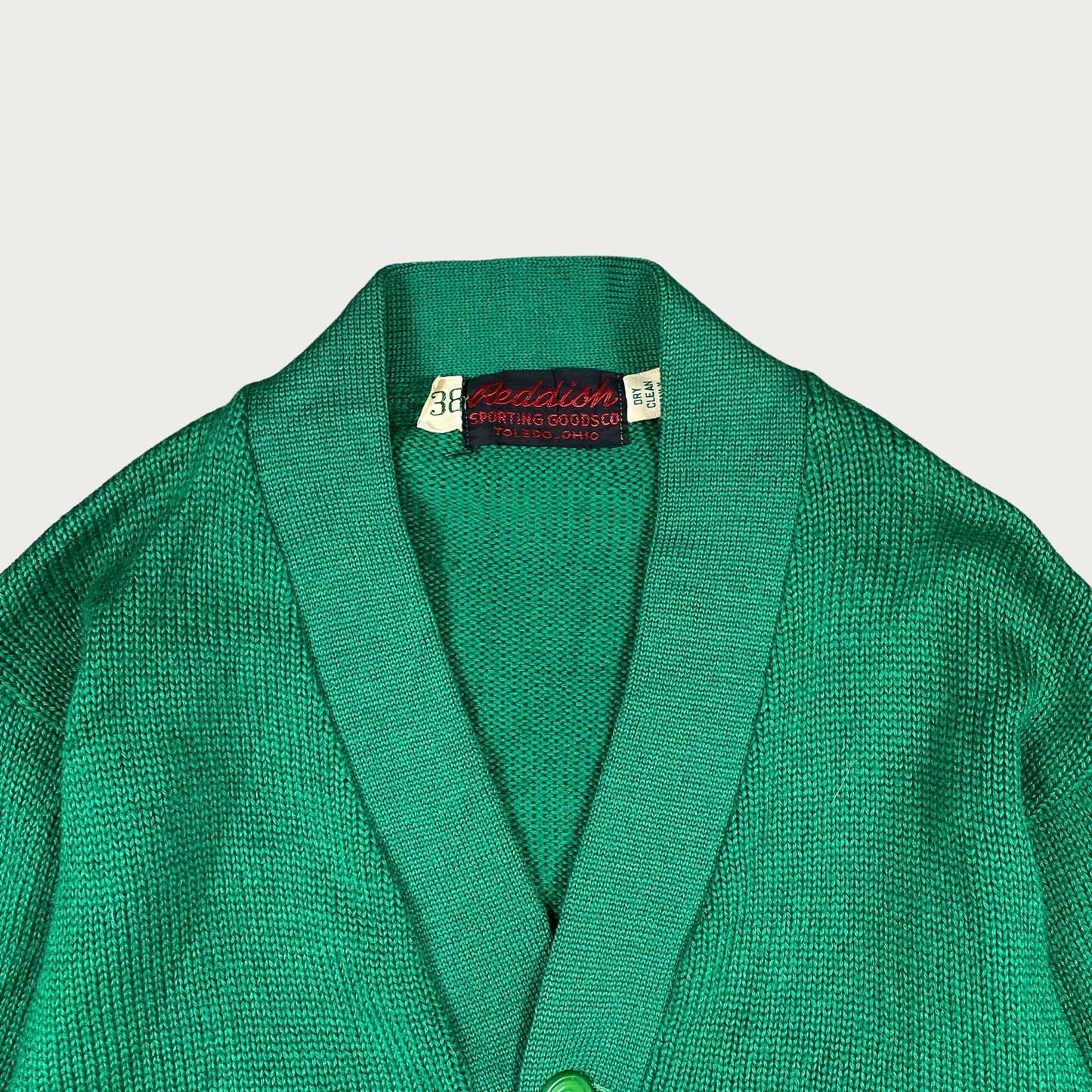 (S) 60s Green Wool Varsity Letterman Cardigan