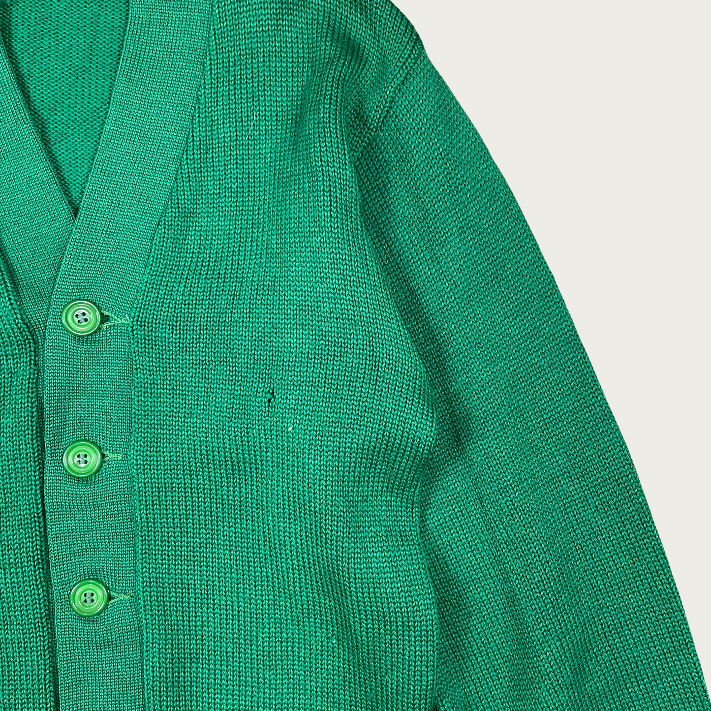 (S) 60s Green Wool Varsity Letterman Cardigan