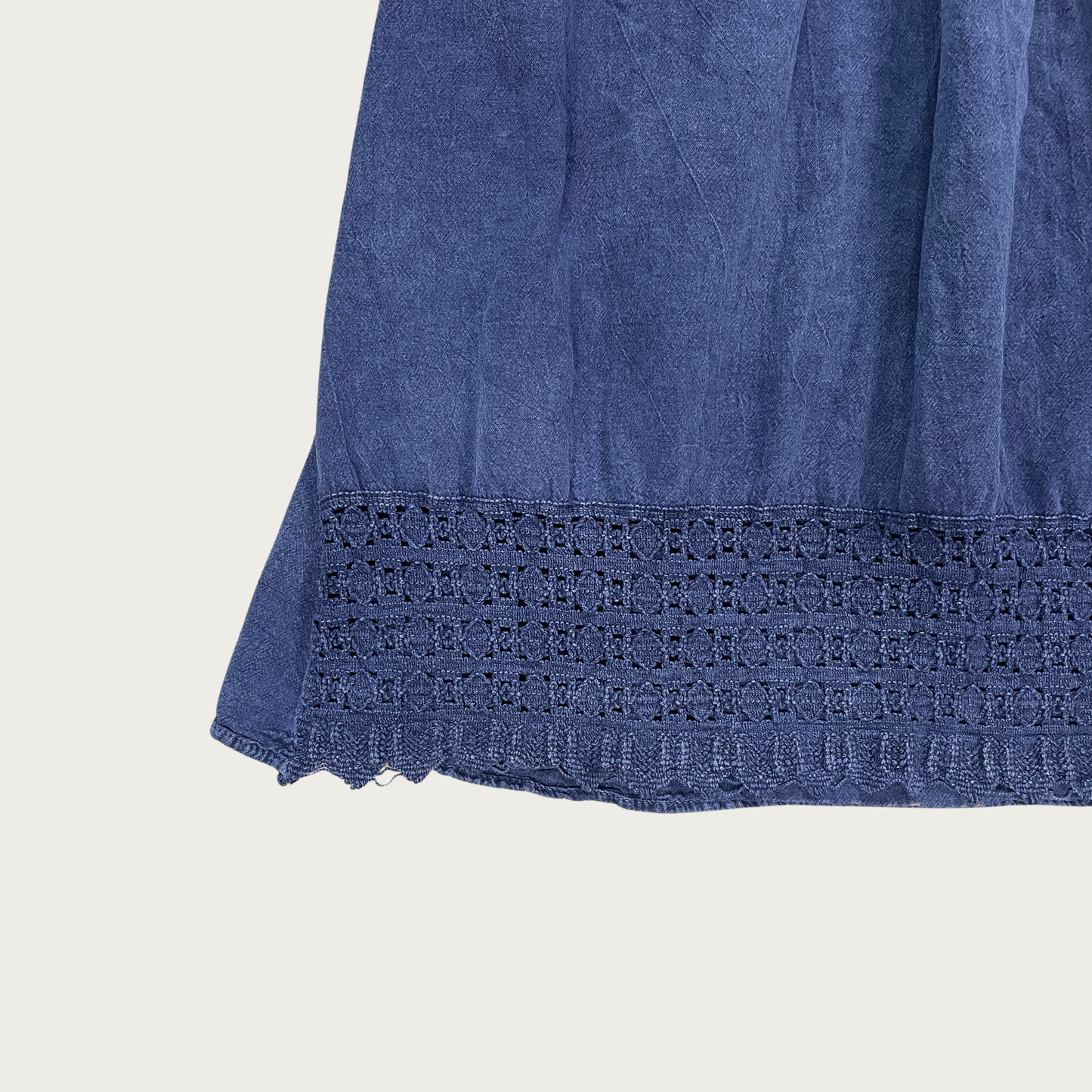(S) Blue Lightweight Cotton Denim Halter Maxi Dress