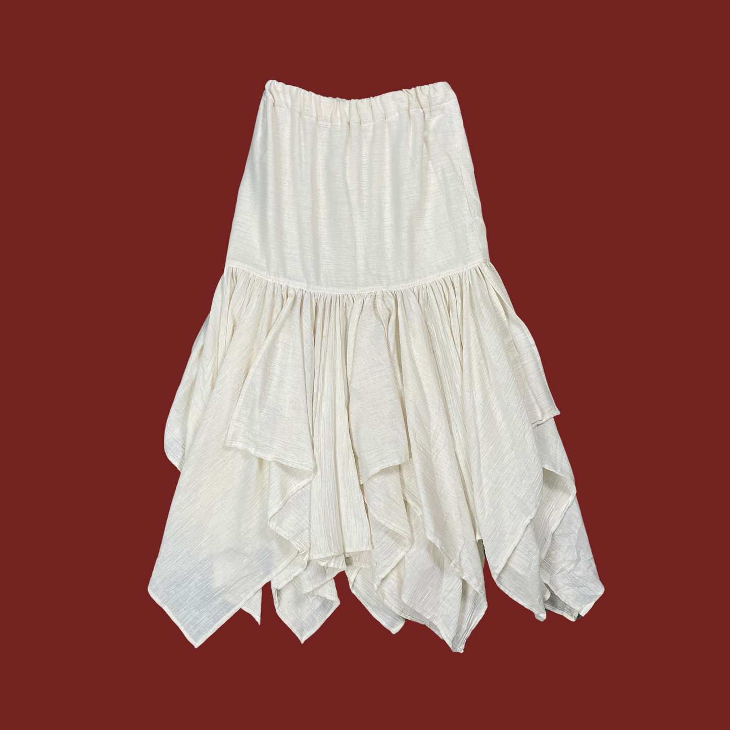 (S) Linen Handkerchief Hem Maxi Skirt