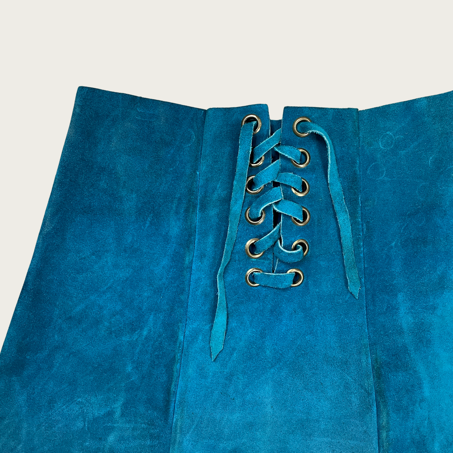 (29") Teal Lace Up Suede Skirt