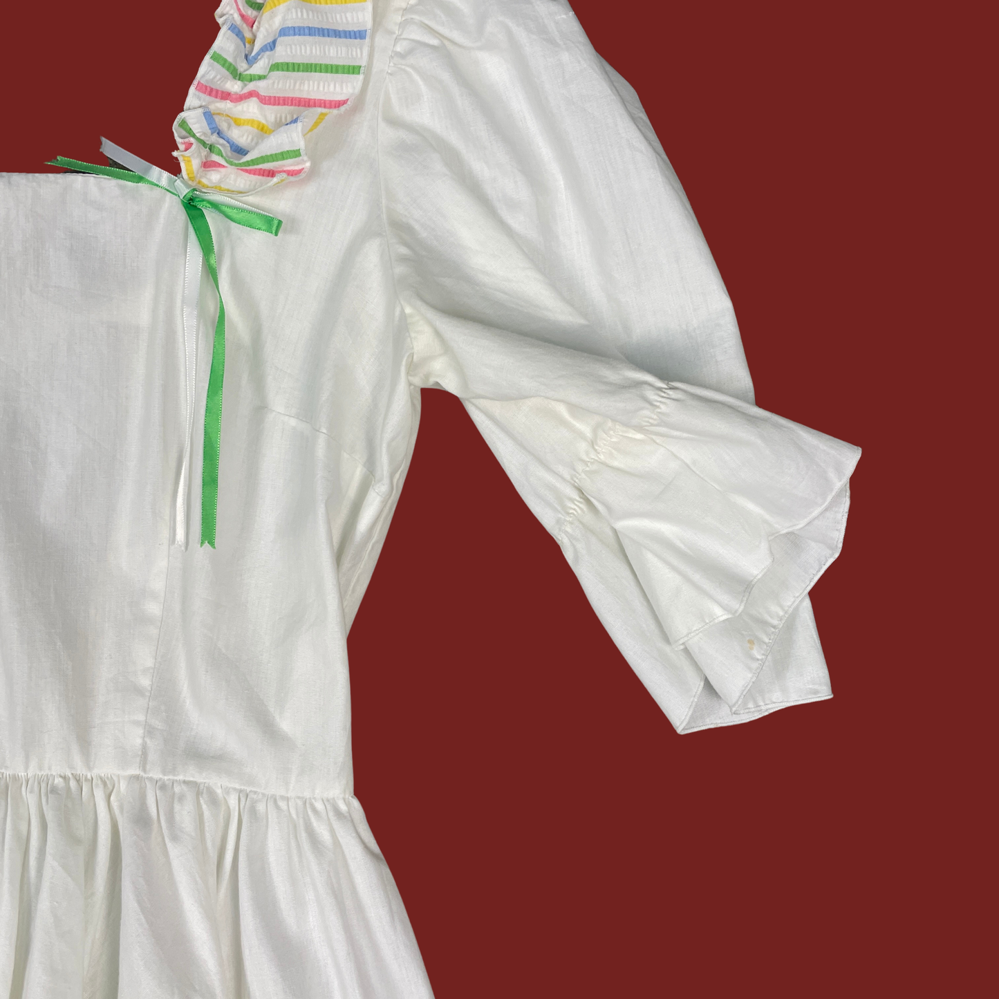 (M) Pastel Rainbow Vintage Square Dancing Ruffle Dress