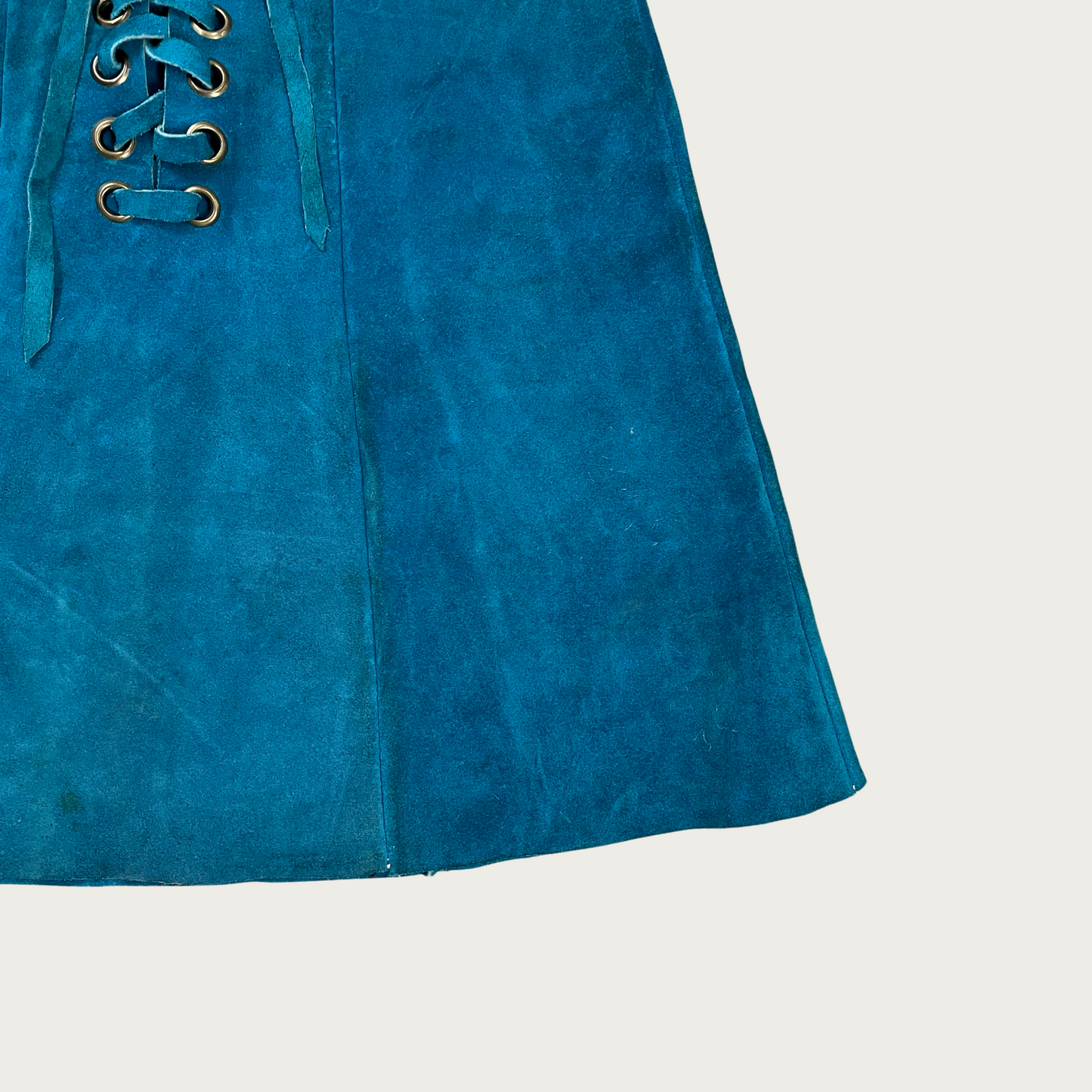 (29") Teal Lace Up Suede Skirt