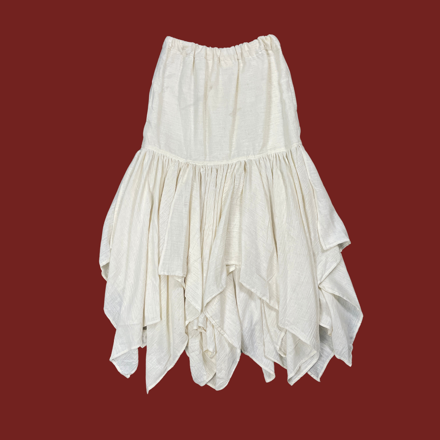 (S) Linen Handkerchief Hem Maxi Skirt