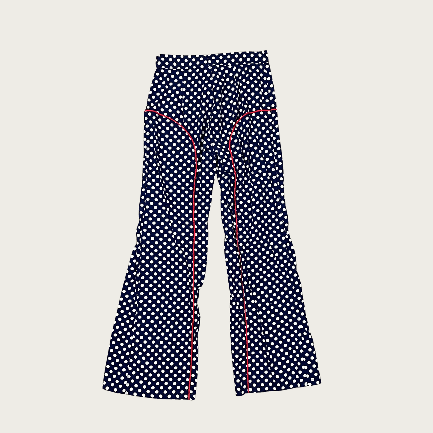 (25") 70s Navy Blue Polka Dot Bell Bottoms