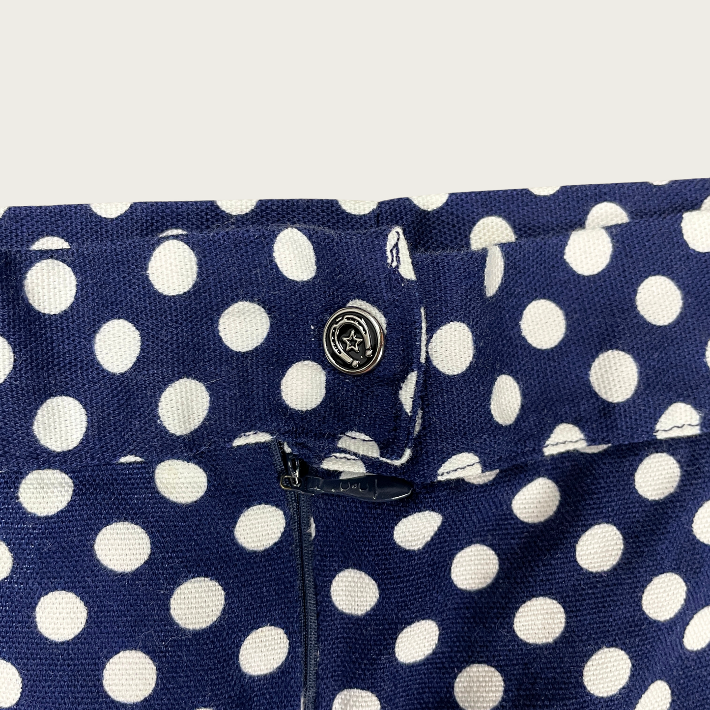 (25") 70s Navy Blue Polka Dot Bell Bottoms