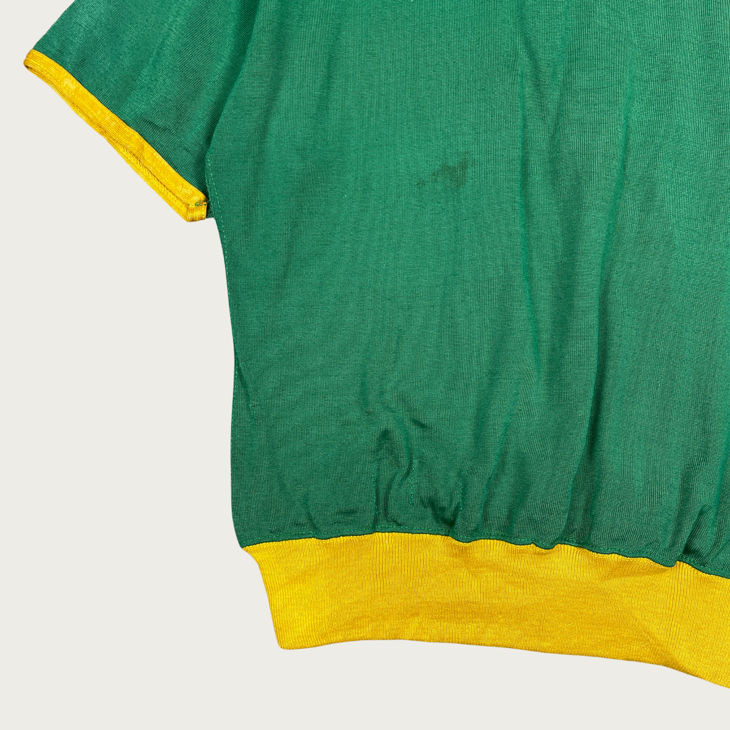 (M) 60s/70s "Special Services" Green and Yellow Zip Polo