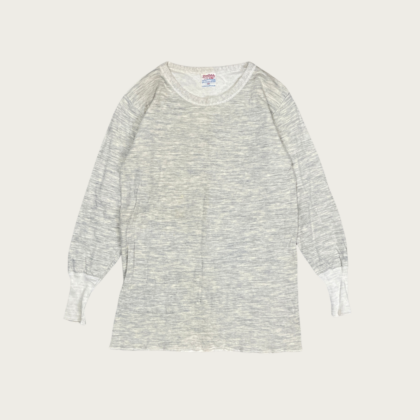 (S/M) 1950s Light Gray Thermal Long Sleeve Tee