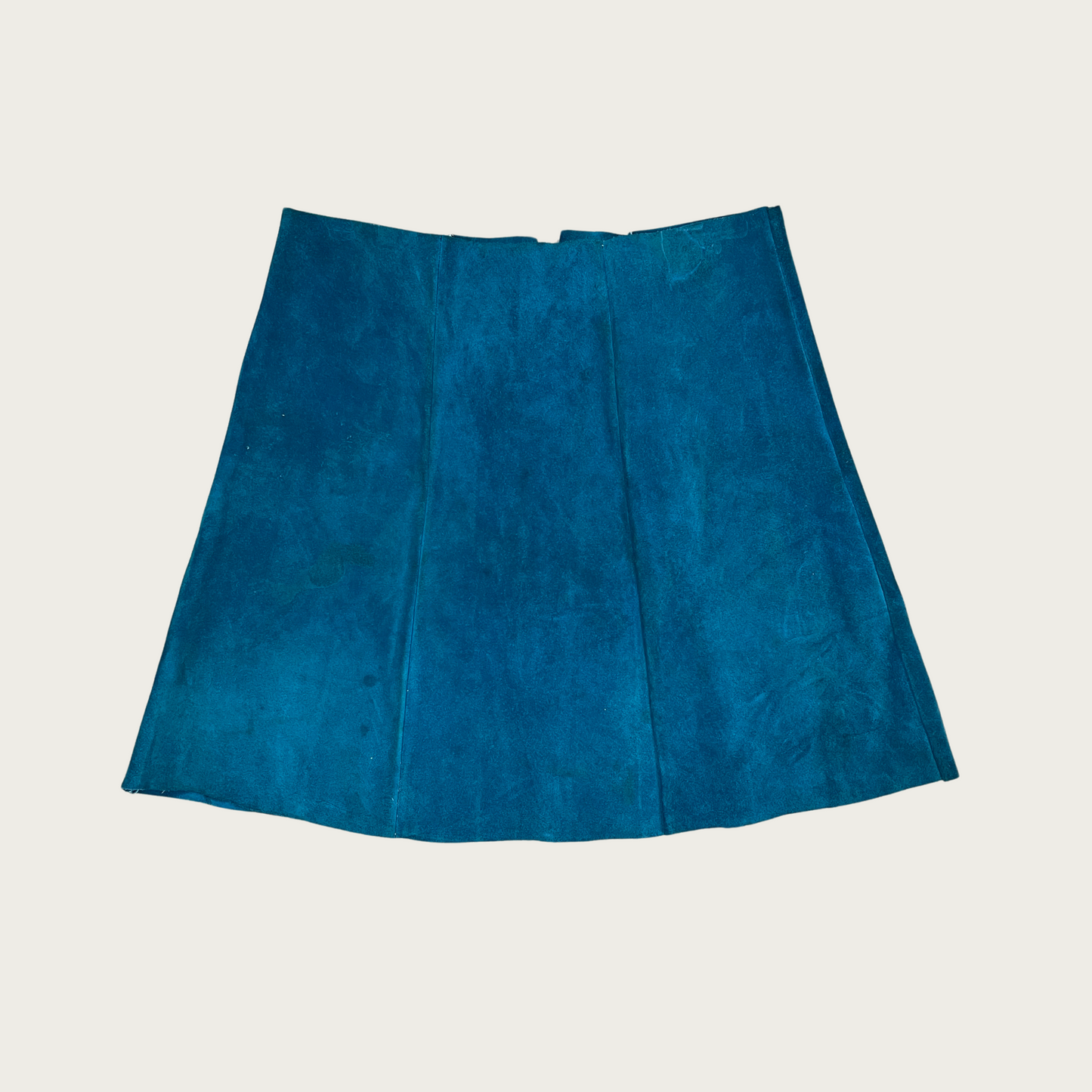 (29") Teal Lace Up Suede Skirt