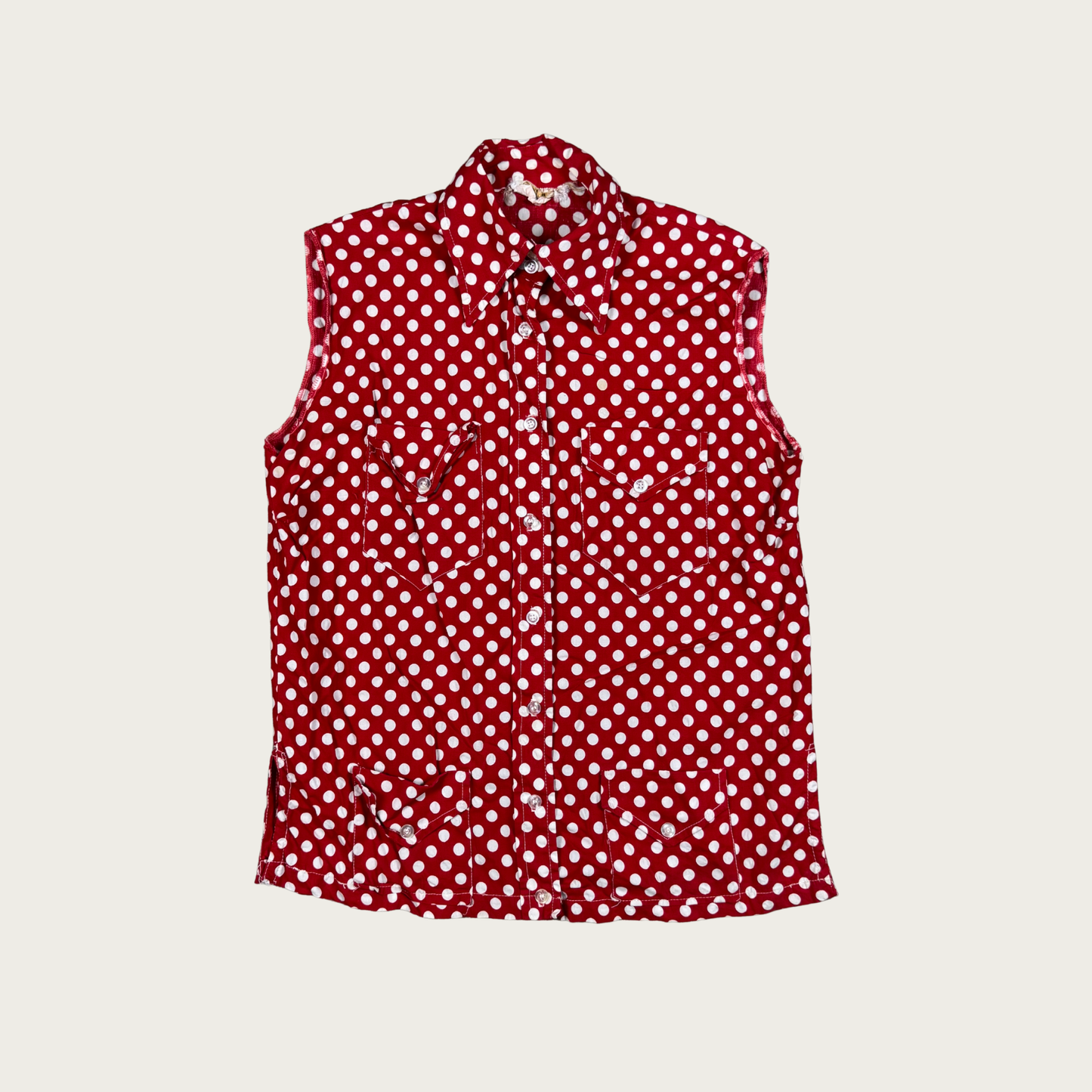 (M/L) 60s Red/White Polka Dot Blouse